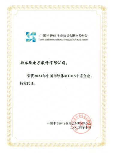 2024年 2023年中國(guó)半導(dǎo)體MEMS十強(qiáng)企業(yè)